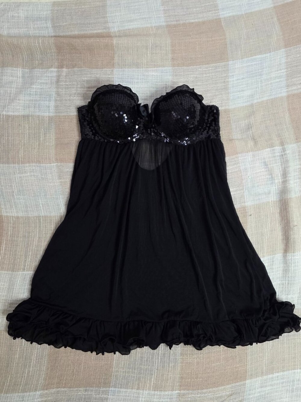 Vintage Regency Glam Gothic Alt Sabrina Carpenter Torrid Sequined Babydoll Dress - Picture 9 of 14